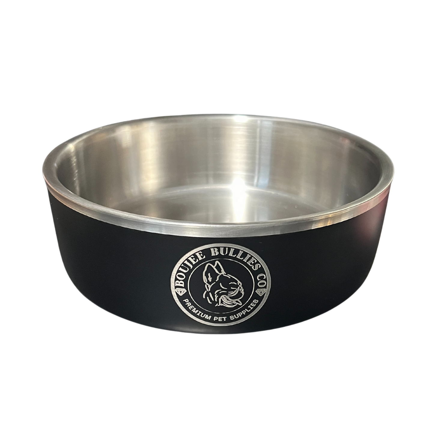 Premium Pet Bowl Metal Double Wall - Black