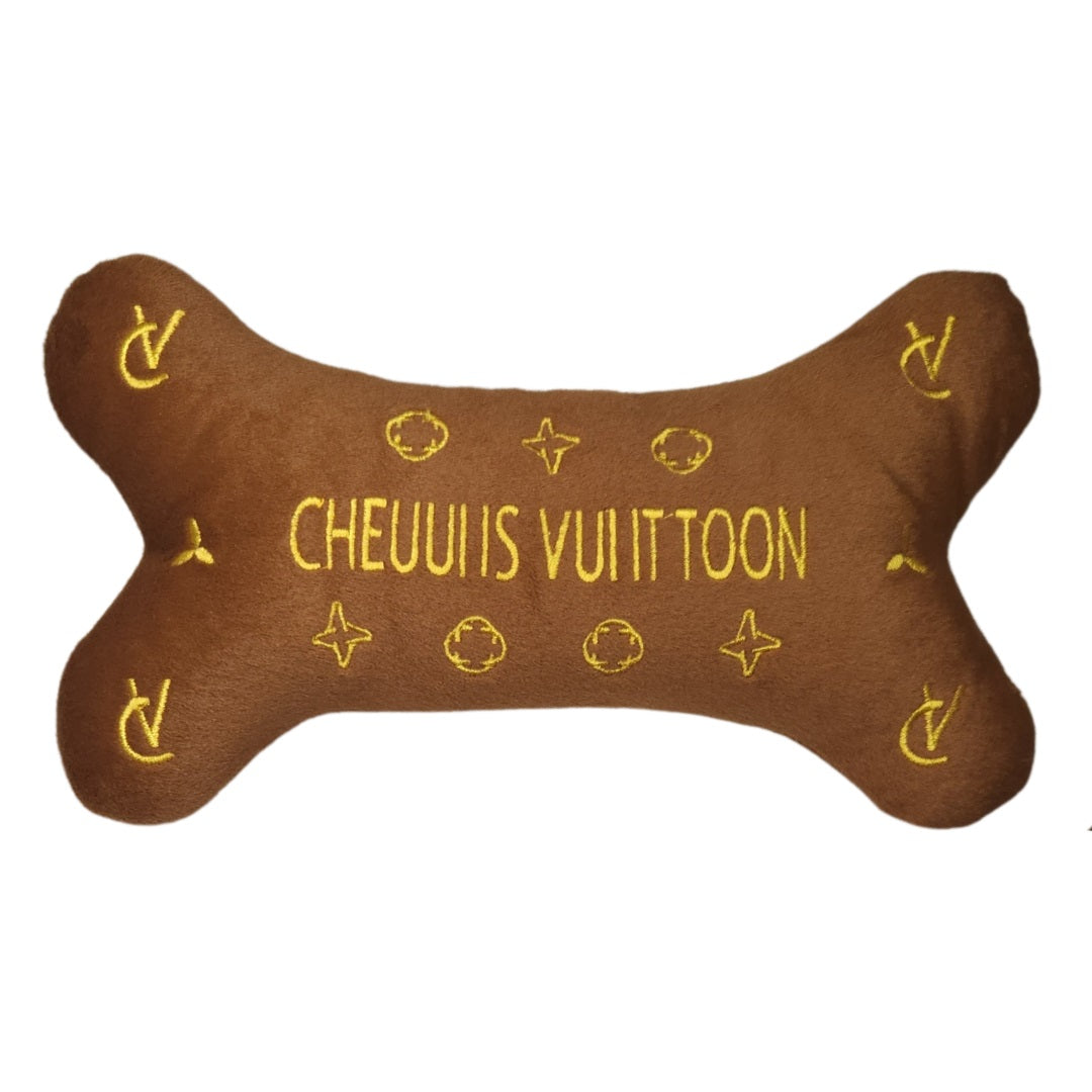 Brown Cheuuiis Vuiitoon Dog Bone Plush Toy