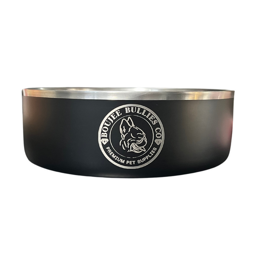 Premium Pet Bowl Metal Double Wall - Black